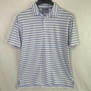 Daniel Cremieux Men’s White w/ Blue Stripes Short Sleeve Polo Shirt Size Large